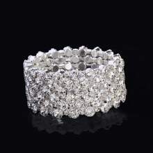 1 pieza de brazalete abierto de 5 capas con estilo europeo y americano de moda con diamantes de imitación blancos y brillantes, joyería digna de boda para mujeres adecuada para actuaciones en el escenario