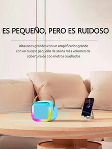 Mini Led Karaoke For Children Portable Bt Speaker With 2 Rechargeable Microphones And Voice Changer Long Lasting, High Power And Led Lights Easy To Carry And Charge For Parties Meetings Children's Games And More - Baby Blue - View 6