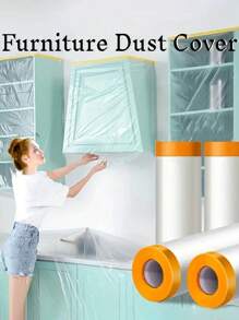 Multi-Purpose Disposable Dust Cover With Adhesive Tape – Water-Resistant Protection For Furniture During Renovation And Cleaning – Odorless, Transparent PE Film For School, Office, Household, Travel, Bag, Organizer, Storage - Clear - View 12
