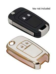 TPU Flip Key Cover Remote Fob Case Shell Protector 2 Buttons White & Gold For Vauxhall Opel Astra J Insignia Zafira B Meriva Corsa D E Mokka Cascada 2009 2010 2011 2012 2013 2014 2015 2016 2017 2018 - 2 Buttons White & Gold - View 4