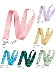 One Colorful Marble Pattern Long Lanyard For Doctor, Nurse, Student, Teacher, Exhibition Staff ID Badge, Can Be Used As Exhibition, Gift Or Daily Accessory School