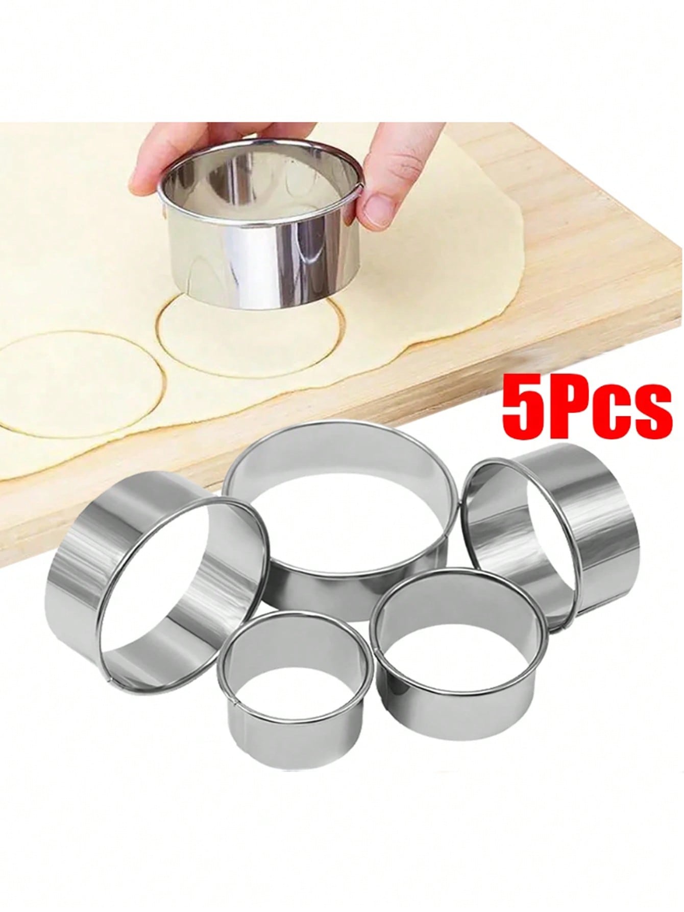 طقم 5 قطع من قوالب البسكويت وحلقات الكعك وأداة طحن...