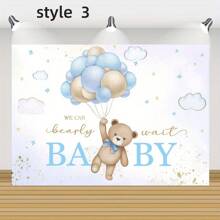 1PC Birthday Party Decoration Background Cloth Cute Bear Shower - Perfect For Men's Studio And Banner Decoration Background Decoration Product Size: 100cm/39 Inches * 150cm/59 Inches - Multicolor - View 3