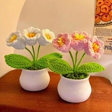 1入組成品手織向日葵盆栽，新年/春節/教師感恩節桌面裝飾禮物 - 彩色 - 查看 7