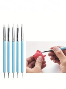 9 أدوات نقش ، بما في ذلك 5 من الجهتين بإجمالي 10 أدوات بصمات مختلفة وخمسة أدوات تشطيب سيليكون داخلي وخزفية، و 4 أدوات كرة معدنية مزدوجة الرأس ، وفرشاة رسم النقاط لكرة الطين الخزفية - أداة رسم نقطية ، للصخور والأظافر والخلط والطلاء ونمذجة أدوات النقش الخزفية