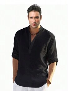 Men Shirts - 黑色 - 查看 1