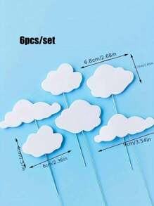 6pcs Cloud Cake Decoration Toppers Creative Cute Party Birthday Cake Decor DIY Cloud Insert Card Set
