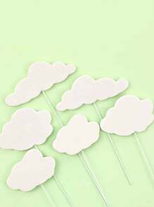 6pcs Cloud Cake Decoration Toppers Creative Cute Party Birthday Cake Decor DIY Cloud Insert Card Set