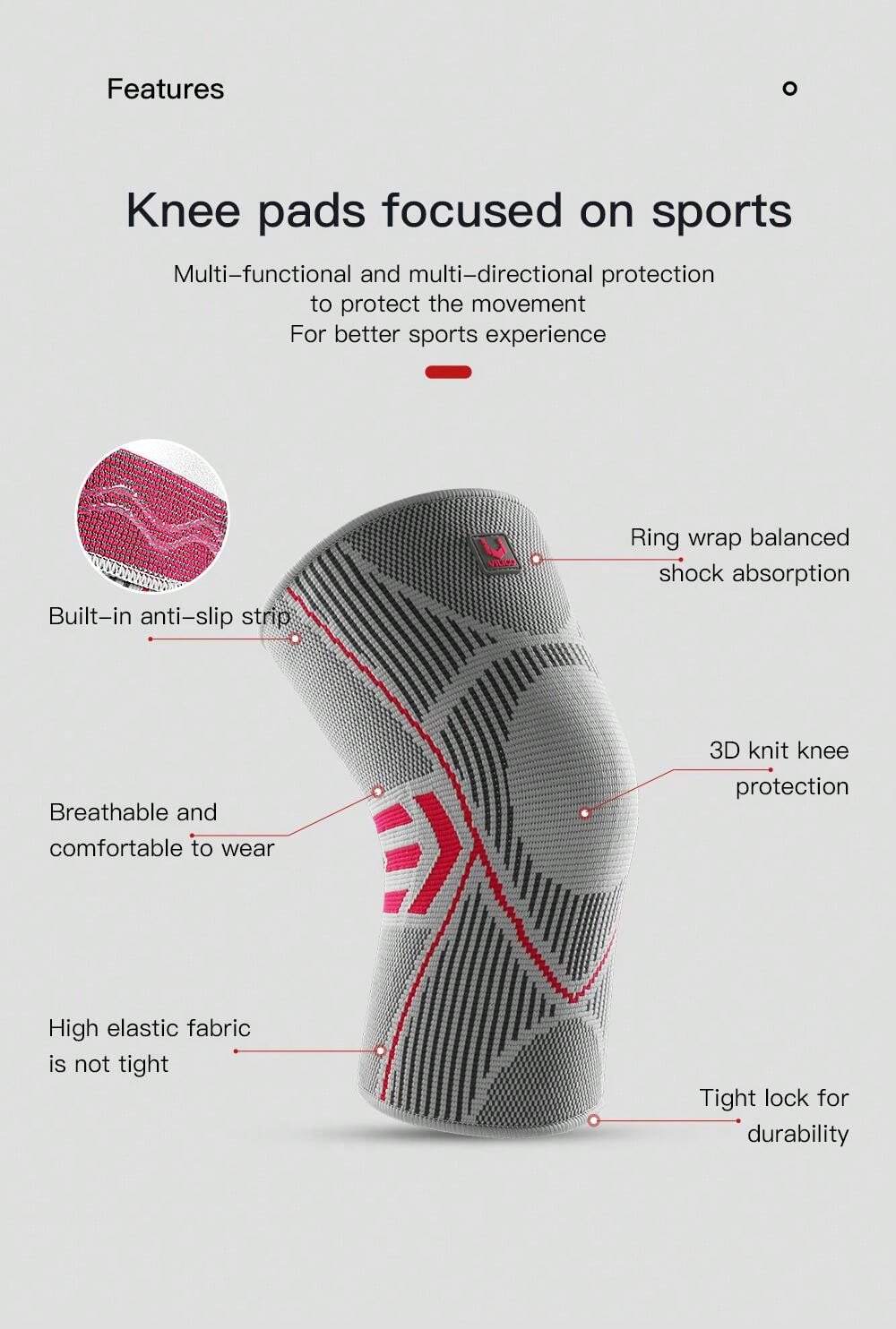 Kyncilor 1ชิ้น ที่รัดเข่าป้องกันแรงกระแทก ระบายอากาศได้ รองรับการกระแทก ...
