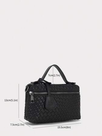 DK DKMG 1pc PU Faux Woven Handbag, Fashionable Zipper Design Lightweight Shoulder Bag, Suitable For Women, Daily Use & Gift-Giving, Great For Mother's Day