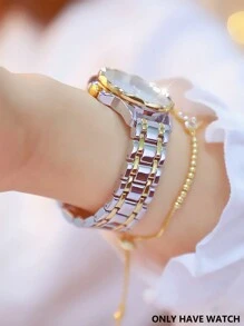 NARY 1pc Elegant & Luxurious Women Quartz Watch, Fashionable Rhinestone Decorated Dial With Steel Band, Suitable For Daily Life, Parties And Events