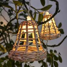 1pc Rattan Mini Lamp Shade, Hand-Woven, Crafts, Suitable For Bedroom, Balcony, Living Room, Garden Atmosphere Rattan Decorative Lamp Shade (Without Lights)Halloween, Christmas Best Gifts Birthday - White - View 1