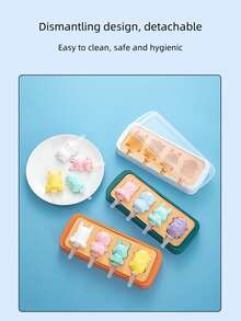 Un molde para paletas, molde de silicona para helado, contenedor para hacer hielo, patrón de dibujos animados creativo y lindo para satisfacer tus preferencias - Multicolor - Ver 9