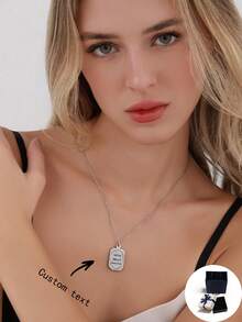 Vòng cổ tùy chỉnh với bảng tên hình vuông, khung hình bầu dục, mặt dây chuyền hình học & tối giản, được cá nhân hóa với tên, tin nhắn, địa điểm và ngày tháng, thích hợp để tổ chức sinh nhật, ngày lễ tình nhân, ngày kỷ niệm và làm quà tặng cho bạn trai, bạn gái hoặc các cặp đôi đeo - Nhiều màu - Xem 1