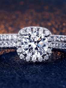 Fashionable Alloy Ring With Sparking Cubic Zirconia For Women's Party. Bridal Jewelry, Perfect Gift For Men To Women - White - View 3