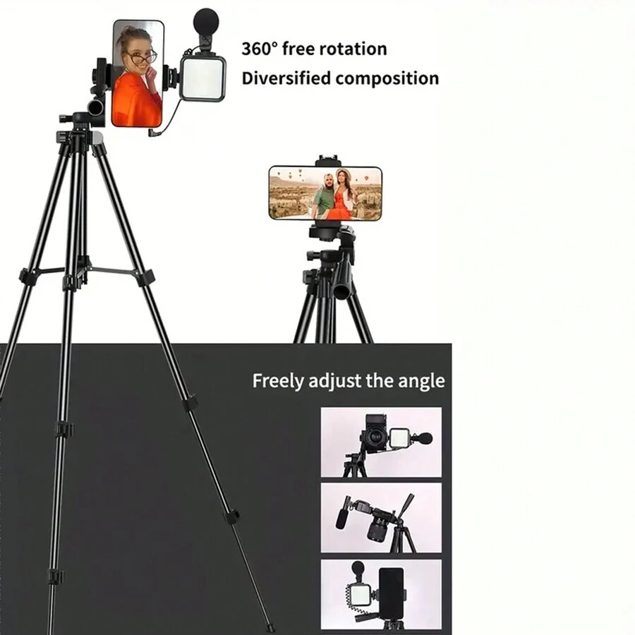 Phone Vlog Tripod Vlogging Kits, Live Selfie Fill Light Integration