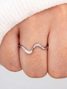 1pc Fashionable Wave Design Women Ring For Daily Wear