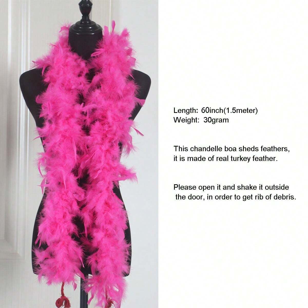 Boa En Plumes De Dinde Blanc - 100g, 183 Cm Environ - Accessoire Costume, Danse, Décoration Fête - Pour Femme