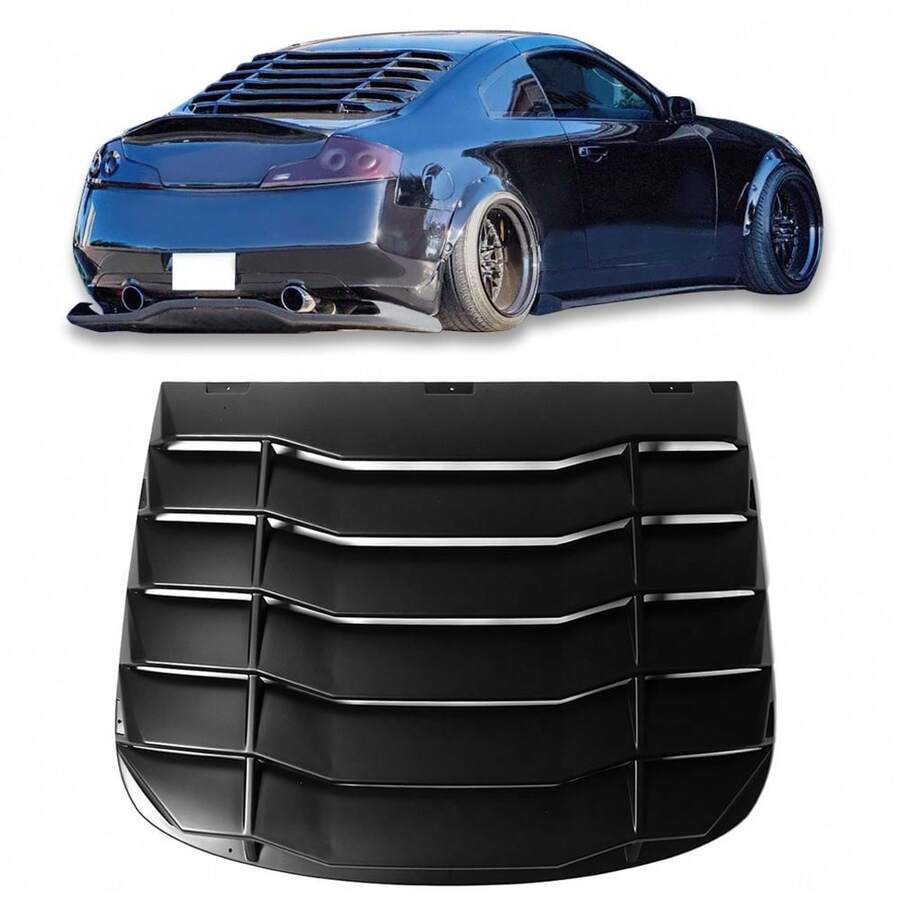 Rear Window Louver Compatible With 03-07 Infiniti G35 Coupe Unpainted ABS Plastic By IKON MOTORSPORTS - Unpainted Matte Black - View 1