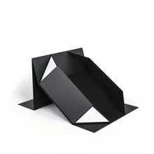 1 pezzo Scatola regalo con chiusura magnetica, pieghevole, in carta rigida, con motivo floreale nero - nero - Visualizzare 5