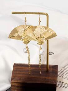 2 chiếc Bông tai kẹp tua rua theo phong cách Trung Hoa cổ điển thanh lịch Phượng Hoàng có hoa tai màu vàng, có thể gập lại và thích hợp để không xỏ lỗ tai - Vàng - Xem 6