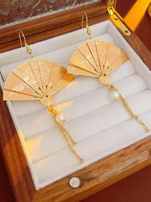 2 chiếc Bông tai kẹp tua rua theo phong cách Trung Hoa cổ điển thanh lịch Phượng Hoàng có hoa tai màu vàng, có thể gập lại và thích hợp để không xỏ lỗ tai - Vàng - Xem 5