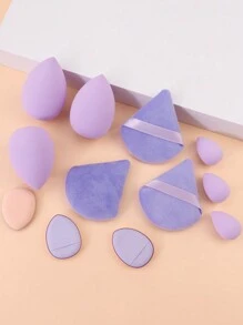 12Pcs Makeup Sponge/Powder Puff Set Consisting Of 3 Triangular Powder Puffs, 3 Mini Air Cushion Powder Puffs, 3 Water Drop Shaped Beauty Eggs, And 3 Mini Makeup Sponge. Suitable For Liquid Foundation, Powder Foundation, And Concealer Cream. Suitable For All Skin Types Makeup Tool - Multicolor - View 16