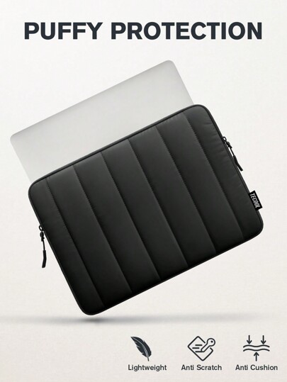 TECOOL Custodia per computer portatile imbottita, compatibile con MacBook Air Pro da 13" a 14", M1 M2 M3, Air 15" M2 M3 2023, 13.5" 14" 15.6" IdeaPad ASUS, leggera e impermeabile, colore nero
