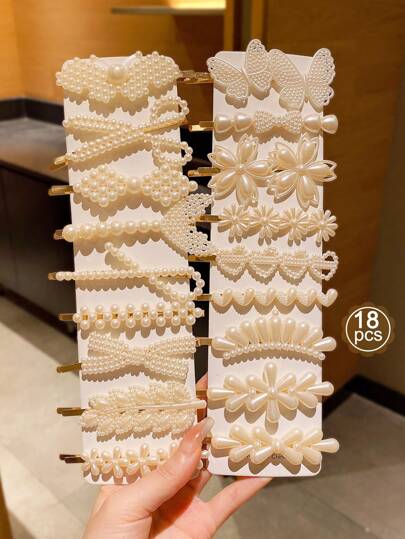 6/12/18 buc Agrafe de păr bej cu perle artificiale pentru breton sau păr lateral