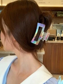 5pcs/1set Women Y2K Stylish Cute White Laser Holographic Mermaid, Butterfly, Square, Twist Shape Large Plastic Hair Clips, Elegant Chic Simple Minimalist Hair Accessories For Casual, Party, Commuting, Vacation, Tied Hair, Facial Wash, Makeup, Outfit Matching Hair Claws Claw Clips Hair Jaw Clip Hair Clamps Hair Clutch Hair Catcher Clip, School Stuff, College