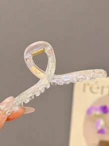 5pcs/1set Women Y2K Stylish Cute White Laser Holographic Mermaid, Butterfly, Square, Twist Shape Large Plastic Hair Clips, Elegant Chic Simple Minimalist Hair Accessories For Casual, Party, Commuting, Vacation, Tied Hair, Facial Wash, Makeup, Outfit Matching Hair Claws Claw Clips Hair Jaw Clip Hair Clamps Hair Clutch Hair Catcher Clip, School Stuff, College
