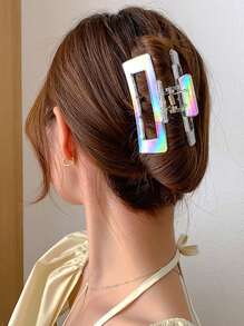 5pcs/1set Women Y2K Stylish Cute White Laser Holographic Mermaid, Butterfly, Square, Twist Shape Large Plastic Hair Clips, Elegant Chic Simple Minimalist Hair Accessories For Casual, Party, Commuting, Vacation, Tied Hair, Facial Wash, Makeup, Outfit Matching Hair Claws Claw Clips Hair Jaw Clip Hair Clamps Hair Clutch Hair Catcher Clip, School Stuff, College