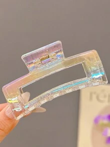 5pcs/1set Women Y2K Stylish Cute White Laser Holographic Mermaid, Butterfly, Square, Twist Shape Large Plastic Hair Clips, Elegant Chic Simple Minimalist Hair Accessories For Casual, Party, Commuting, Vacation, Tied Hair, Facial Wash, Makeup, Outfit Matching Hair Claws Claw Clips Hair Jaw Clip Hair Clamps Hair Clutch Hair Catcher Clip, School Stuff, College