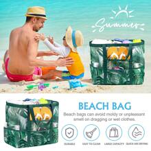 Hatisan Large Beach Bag Beach Essentials, Mesh Beach Bag Oversized Beach Tote 9 Pockets Beach Toy Bag For Travel Picnic Vacation - màu xanh lá - Xem 3