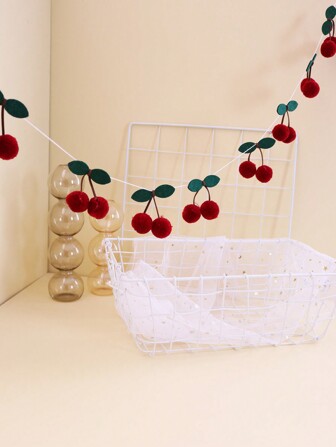 1pc/2pcs/1set=(30pcs Decorative)-Simulated Cherry Plush Ball, DIY Threading Banner, Bedroom Wall Decoration Hanging, Holiday Party Room And Wall Decoration, Home Decoration