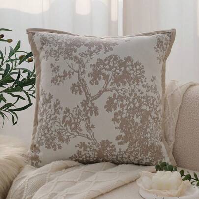 One Beige Jacquard Edging Pillowcase, Nordic Ins Style Living Room Sofa Decoration
