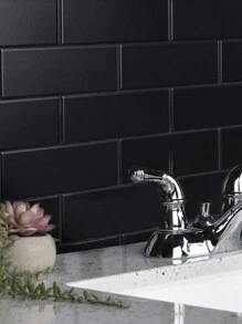 Azulejos de salpicadura para la cocina, autoadhesivos, azulejos de metro premium autoadhesivos de color negro mate, azulejos autoadhesivos para salpicaduras en la cocina, el baño, la chimenea, la caravana, etc. (negro mate), pegatinas, vinilos decorativos para el hogar, artículos de decoración de primavera para renovar su hogar, pegatinas de decoración de ramas, regalos de cumpleaños y graduación