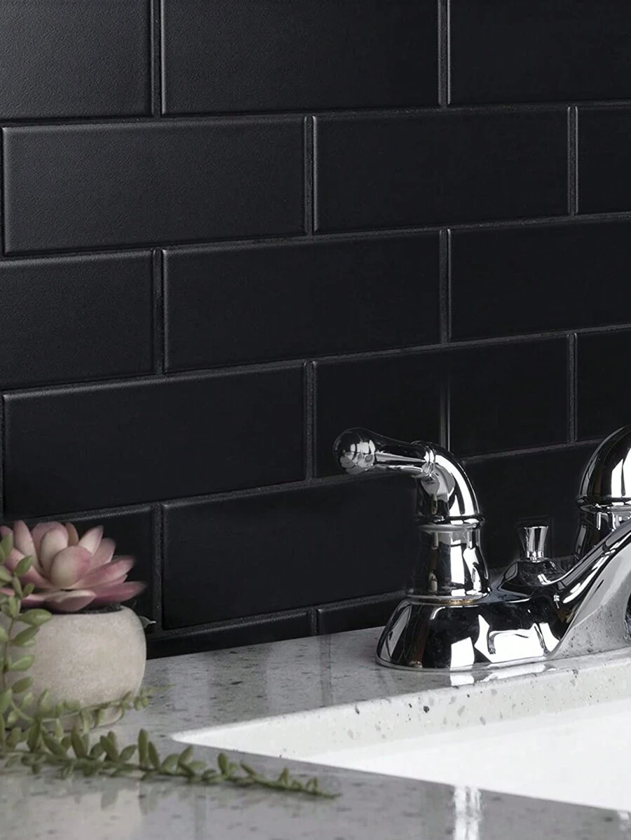 Azulejos de salpicadura para la cocina, autoadhesivos, azulejos de metro premium autoadhesivos de color negro mate, azulejos autoadhesivos para salpicaduras en la cocina, el baño, la chimenea, la caravana, etc. (negro mate), pegatinas, vinilos decorativos para el hogar, artículos de decoración de primavera para renovar su hogar, pegatinas de decoración de ramas, regalos de cumpleaños y graduación