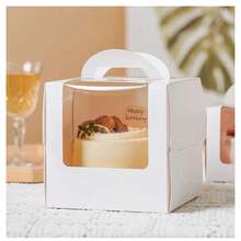 10PACKS DIY Paper Box With Window Paper Gift Cake Box Cake Packaging For Wedding Home Party Muffin Packaging Wedding Party Gift Bags School Supplies Food Bag Food Box Suitable For Candy Chocolate Cookies Etc. - White - View 5