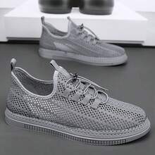 男士夏季新款透气薄款网面休闲鞋男运动镂空运动鞋 - 灰色 - 查看 2