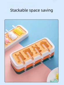 Un molde para paletas, molde de silicona para helado, contenedor para hacer hielo, patrón de dibujos animados creativo y lindo para satisfacer tus preferencias - Multicolor - Ver 7