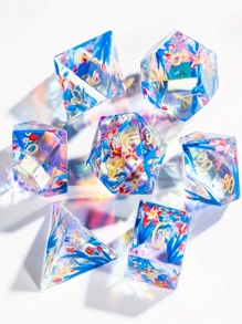1 pieza Molde de silicona de 7 formas de dados para juegos digitales, incluyendo esquinas redondeadas, formas cuadradas y triangulares