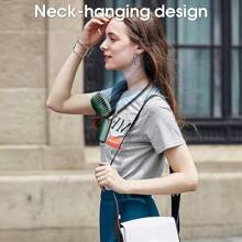 1 件可充电数字显示迷你便携式可折叠台式/挂式风扇，5 种风速设置，5 个叶片，安静运行 - 墨綠色 - 查看 9