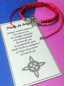 1pcs  Knot Woven Bracelet Pewter Protection Bracelets For Sharing - Red - View 2