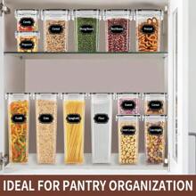 Airtight Food Storage Containers Set With Lids, 24pcs Plastic Dry Food Canisters For Kitchen Pantry Organization And Storage, Dishwasher Safe,Include 24 Labels, Black - Black - View 2