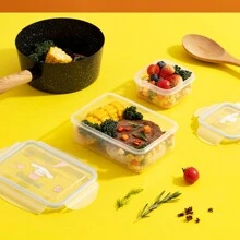 Miniso Sanrio Cinnamoroll 4-Latch Bento Box 900mL, Plastic, Easy-To-Clean & Compact, Cute Ear Design, Suitable For Students, Professionals & Family Outings(1 PC) - Clear - View 5