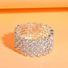 1 pieza de brazalete abierto de 5 capas con estilo europeo y americano de moda con diamantes de imitación blancos y brillantes, joyería digna de boda para mujeres adecuada para actuaciones en el escenario