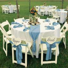 Fani 120 PCS  Satin Chair Sashes Bows Universal Chair Cover For Wedding Reception Restaurant Event Decoration Banquet,Party,Hotel Event Decorations (7 X 108 Inch) - Dusty Blue - View 4
