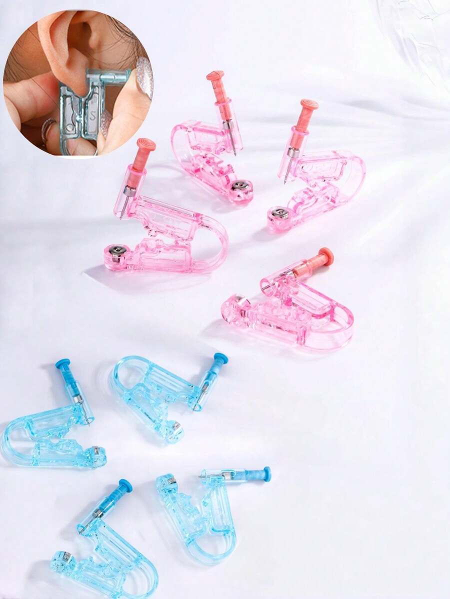 6pcs/4pcs/2pcs Set Sterile Ear Piercing Gun, (2 Pink/2 Blue) Choose 1, Disposable Low-Pain Ear Piercing Tool With Earrings, Ear Beauty Accessories