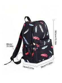 1 st. unisex studentryggsäck, dragkedja, polyestertyg, fjädertryck, stor kapacitet, moderiktig pendlingsryggsäck för lättviktig dagsutflykt, lämplig för skola och vardagsutflykter - Svart - Visa 10